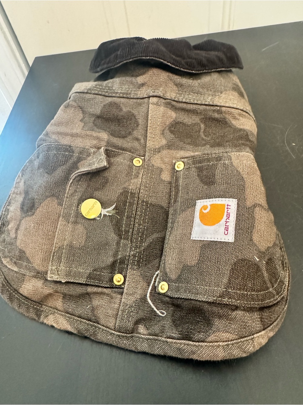 Carhartt Denim Camo Insulated Dog Jacket Collar Medium